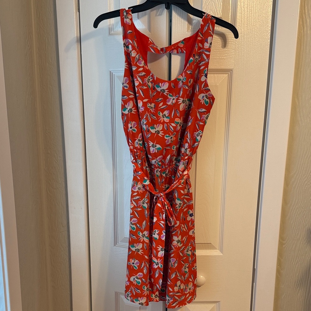 Floral Red Sleeveless Dress